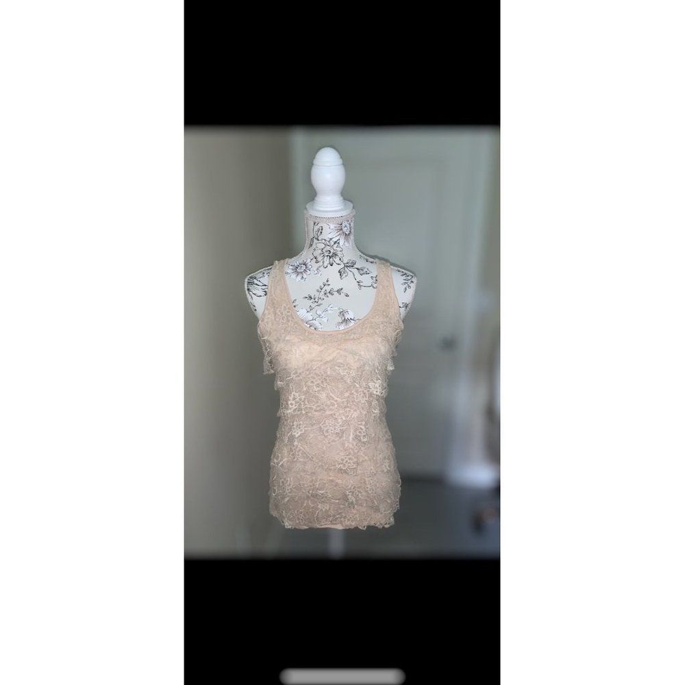 Express ruffled beige tank